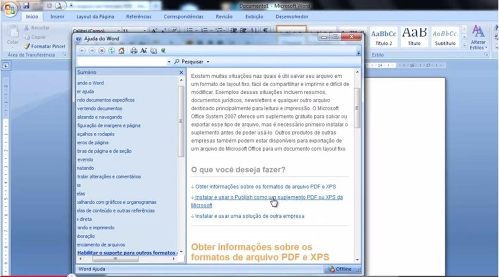 MBAtec: Instalar complemento do Microsoft Office 2007 Para salvar arquivo  em PDF ou XPS