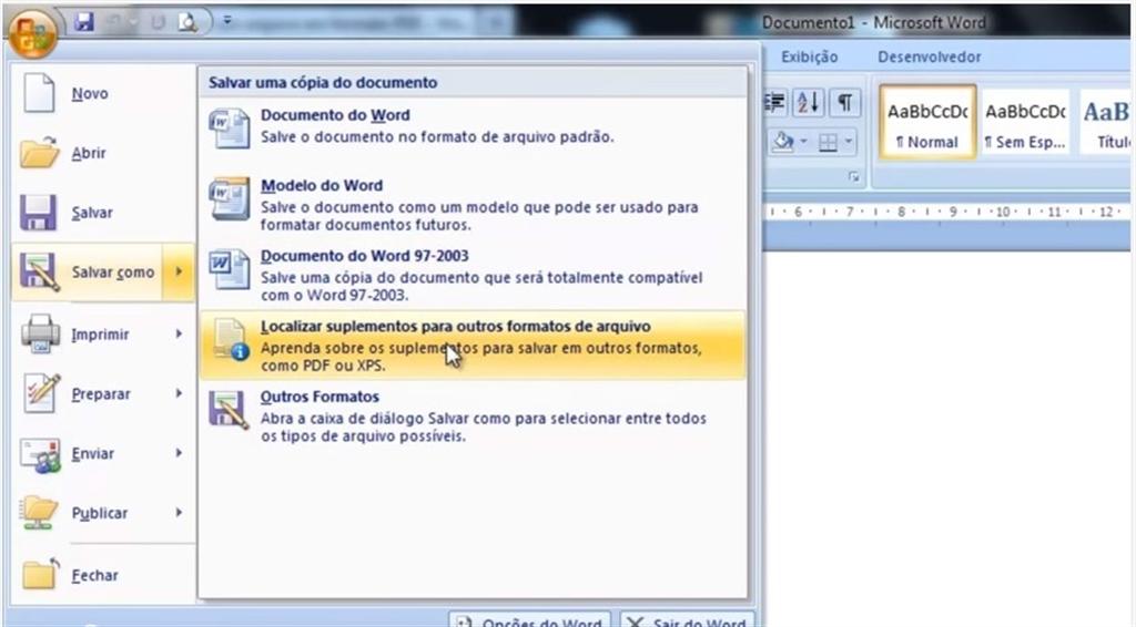 MBAtec: Instalar complemento do Microsoft Office 2007 Para salvar arquivo  em PDF ou XPS